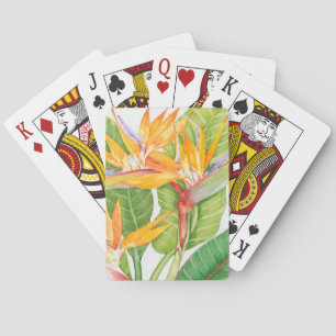 Baraja De Cartas Flores exóticas acuarela