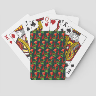 Baraja De Cartas Flores exóticas coloridas patrón de hojas