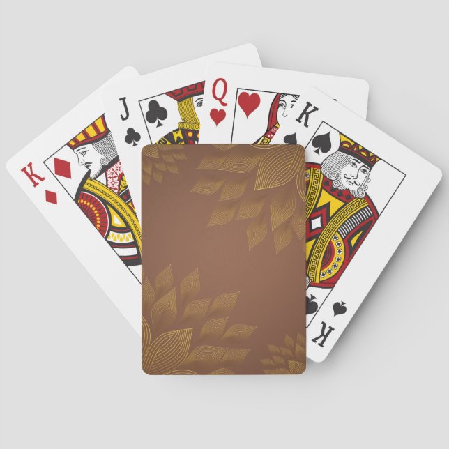 Baraja De Cartas Flores Marrón y Dorado (Reverso)