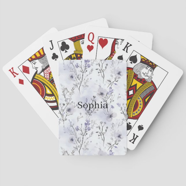 Baraja De Cartas Flores Moradas Bonitas   (Reverso)