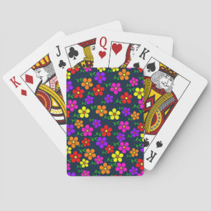 Baraja De Cartas Flores Multicolores Patrón Floral-34654