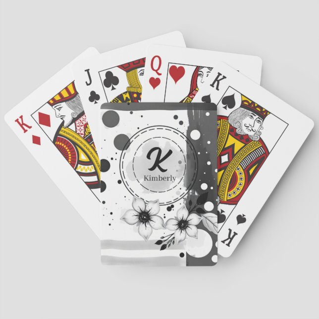 Baraja De Cartas Flores negras y blancas con problemas (Reverso)