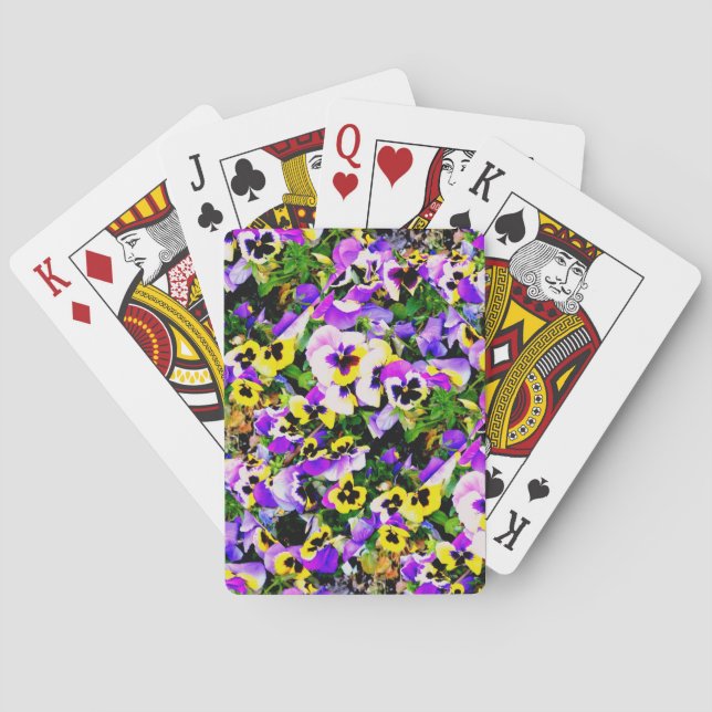 Baraja De Cartas flores pansy multicolores (Reverso)
