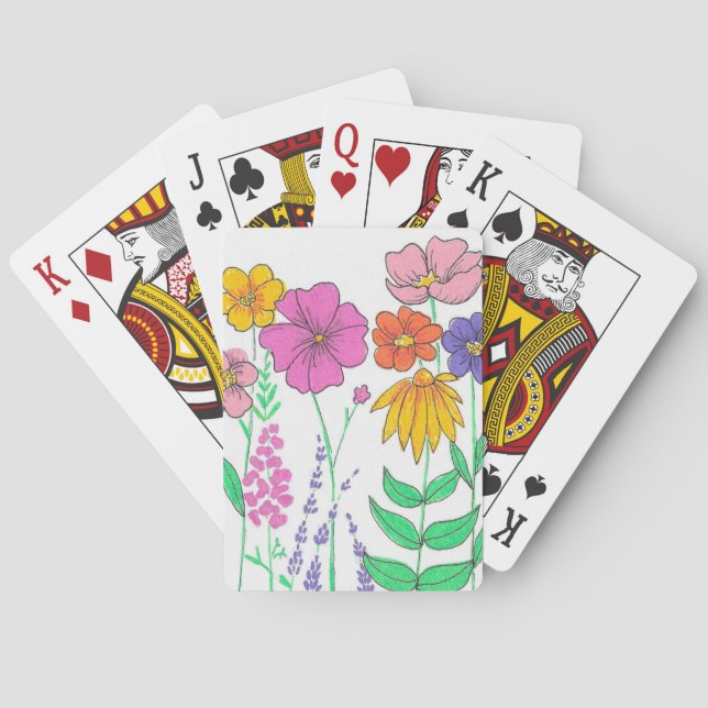 Baraja De Cartas Flores Pintadas Caprichosas Vibrantes (Reverso)