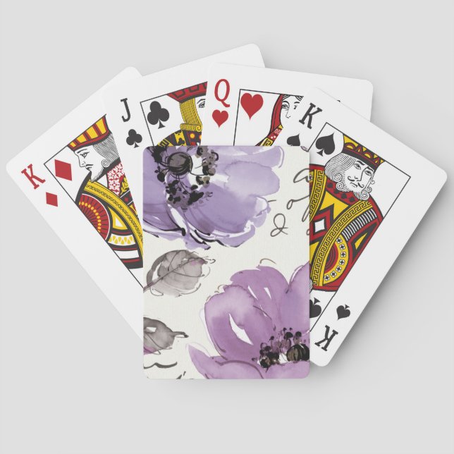 Baraja De Cartas Flores púrpuras (Reverso)