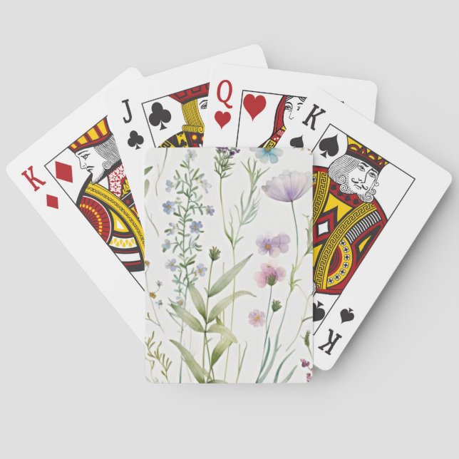 Baraja De Cartas Flores púrpuras acuáticas (Reverso)