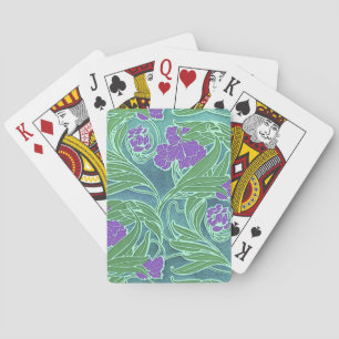Baraja De Cartas Flores púrpuras de Art Nouveau