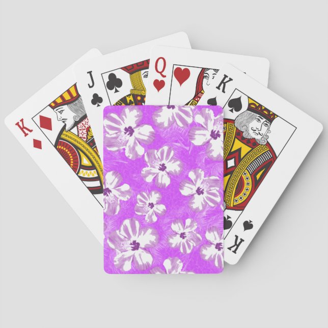 Baraja De Cartas Flores púrpuras del hibisco (Reverso)