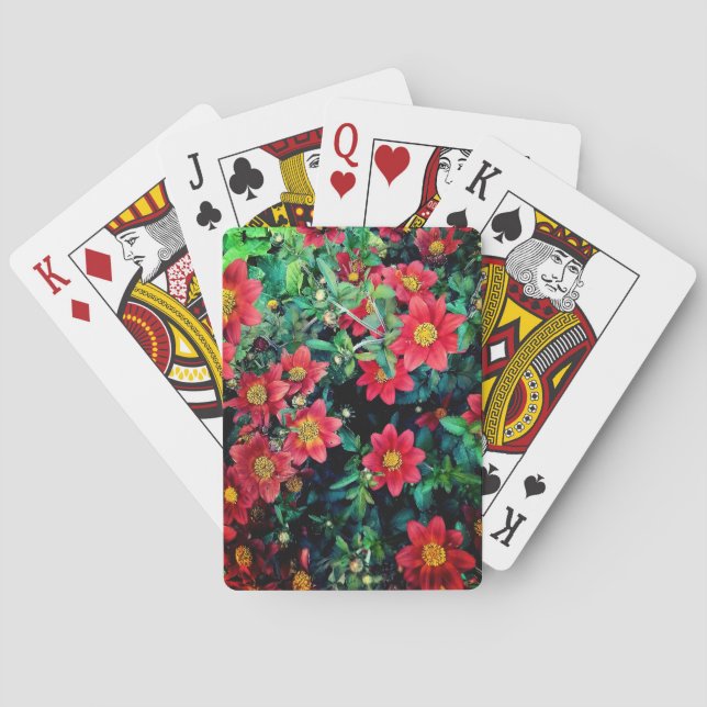 Baraja De Cartas Flores rojas (Reverso)