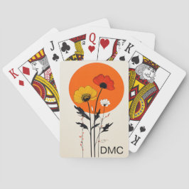 Baraja De Cartas Flores rojas y amarillas con sol