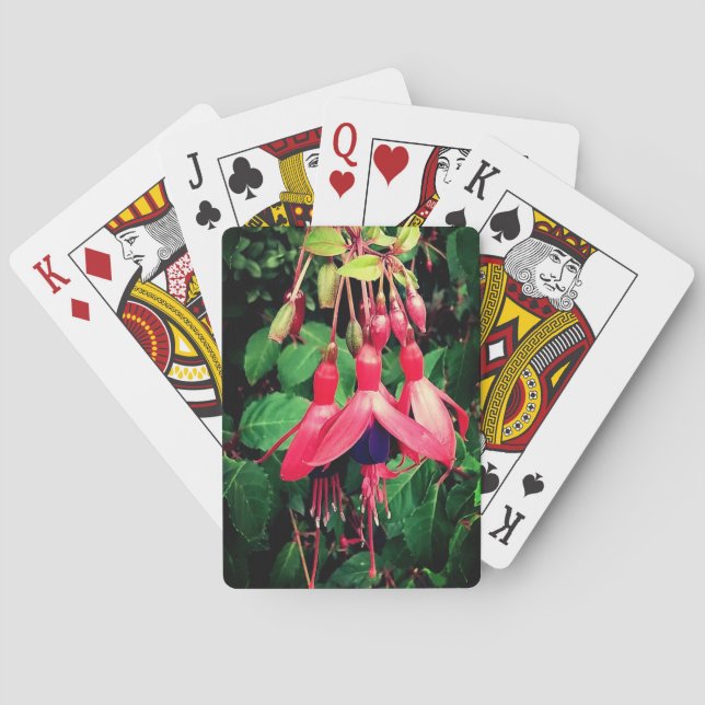 Baraja De Cartas Flores rojas y violetas (Reverso)
