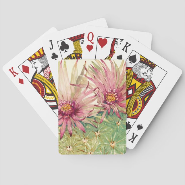 Baraja De Cartas Flores rosadas de Cactus (Reverso)