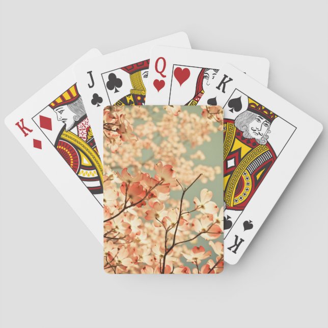 Baraja De Cartas Flores rosadas del Dogwood (Reverso)