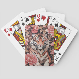 Baraja De Cartas Flores rosadas del tigre mesmerizadoras