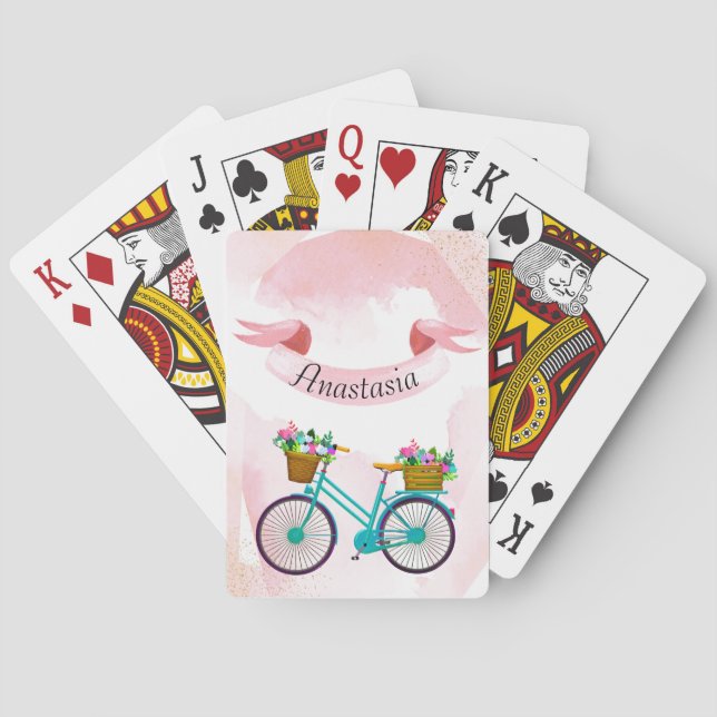 Baraja De Cartas Flores rosadas modernas (Reverso)