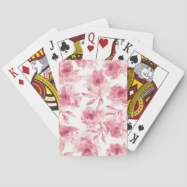 Baraja De Cartas Flores rosadas sonrosadas pintadas al acuarela flo