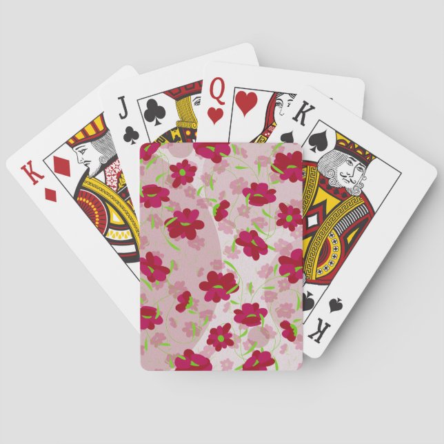 Baraja De Cartas Flores rosadas y rojas - Floral (Reverso)