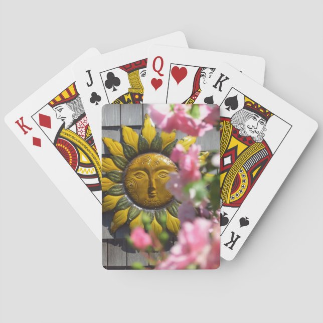 Baraja De Cartas Flores rosadas y sol - Martha's Vineyard (Reverso)
