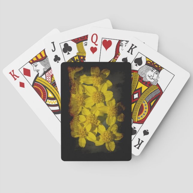 Baraja De Cartas Flores salvajes amarillas Black Edge (Reverso)