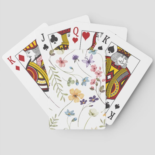 Baraja De Cartas Flores silvestres acuáticas | (Reverso)