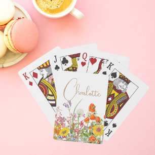 Baraja De Cartas Flores Silvestres Coloridas Nombre Personalizado
