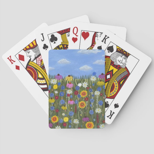 Baraja De Cartas Flores silvestres con margaritas (Reverso)
