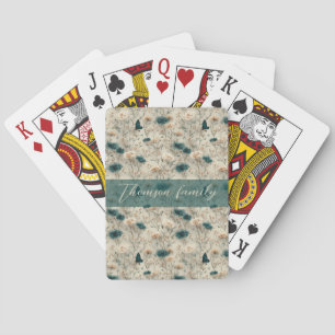 Baraja De Cartas Flores silvestres de primavera vintage y mariposa 