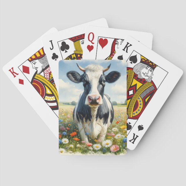 Baraja De Cartas Flores silvestres Holstein Dairy Cow (Reverso)