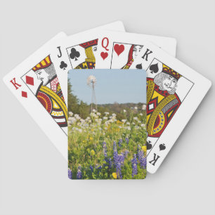 Baraja De Cartas Flores silvestres y molino de viento en Texas Hill