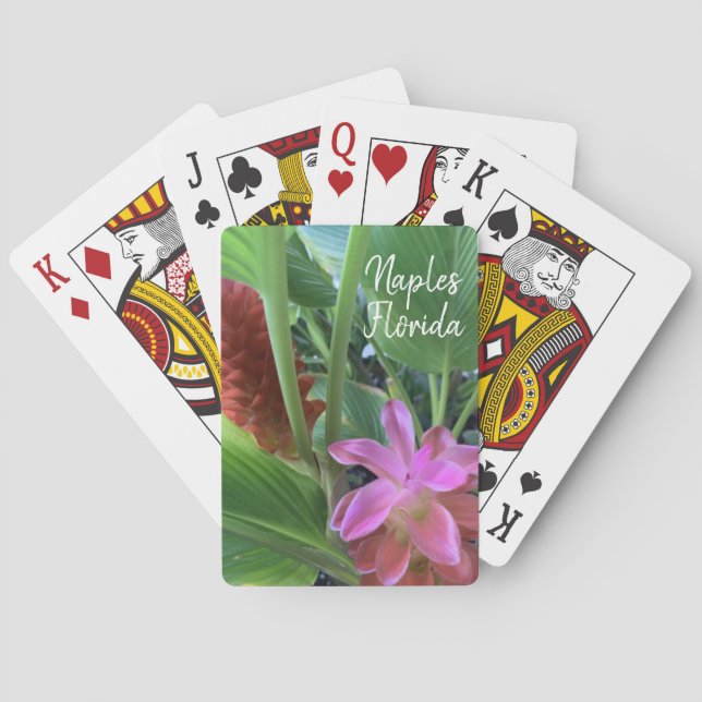 Baraja De Cartas Flores tropicales de Nápoles Florida (Reverso)