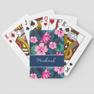 Baraja De Cartas Flores tropicales personalizadas, hojas de palma, 