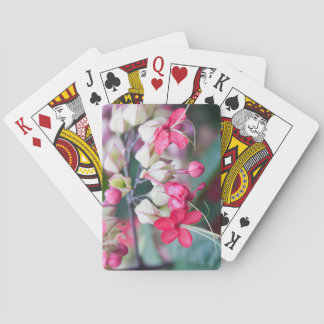 Baraja De Cartas Flores tropicales rojas y blancas
