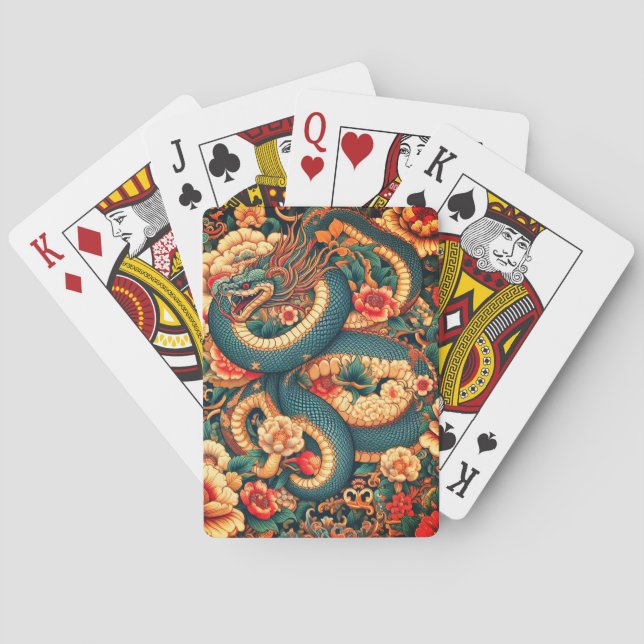 Baraja De Cartas Flores verdes de serpiente (Reverso)