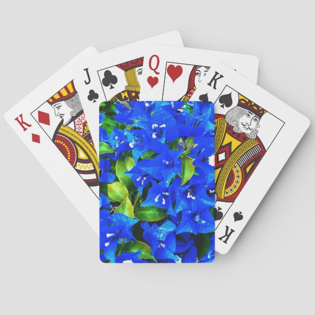 Baraja De Cartas Flores Vibrantes de Buganvilla Azules (Reverso)