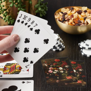 Baraja De Cartas Flores Vintage Art Monogramed Family Poker Game