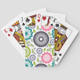 Baraja De Cartas Flores vintage de primavera fondo blanco