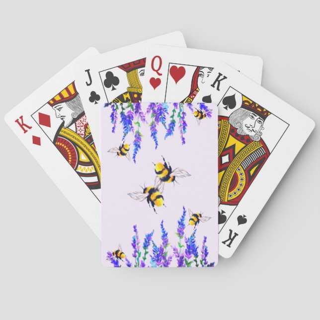 Baraja De Cartas Flores y abejas volando tarjetas de juego primaver (Reverso)