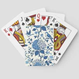 Baraja De Cartas Flores y aves azules y blancas de Chinoiserie