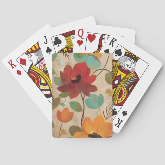 Baraja De Cartas Flores y brotes coloridos (Reverso)