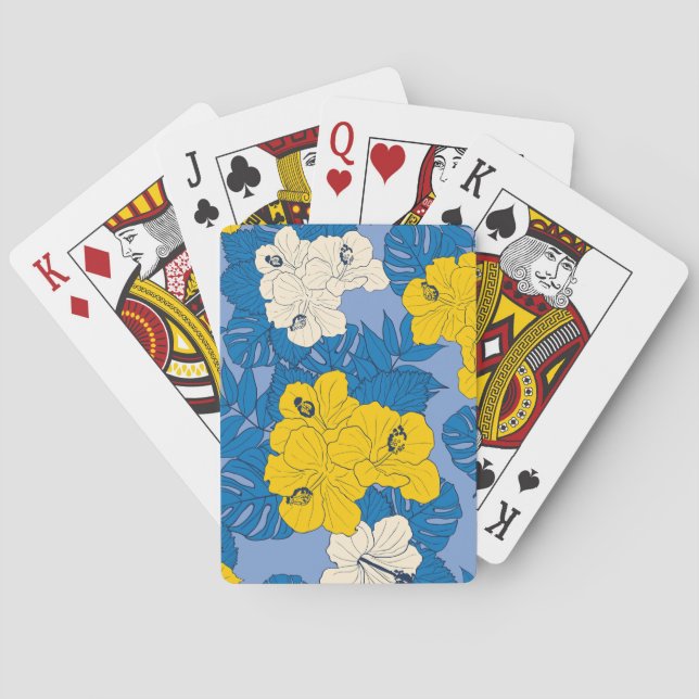 Baraja De Cartas Flores y hojas de Hibiscus (Reverso)
