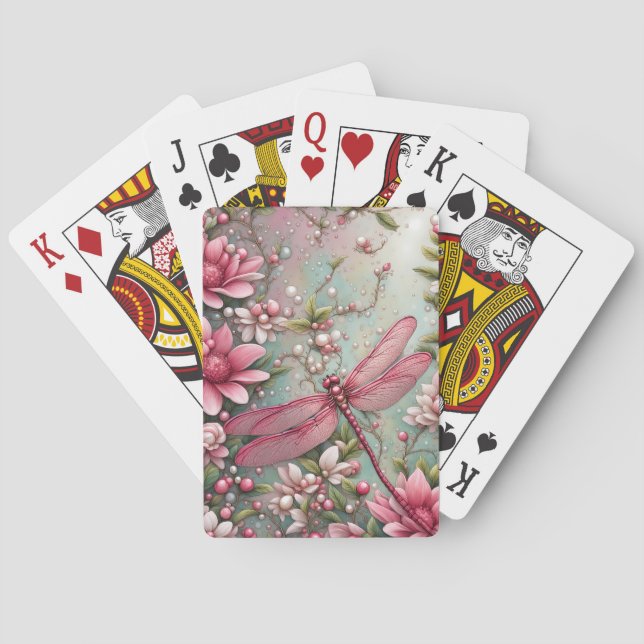 Baraja De Cartas Flores y libélula (Reverso)