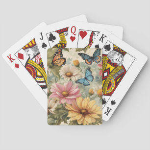Baraja De Cartas Flores Y Mariposas Obra De Arte