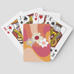 Baraja De Cartas Flores y olas de estilo retro