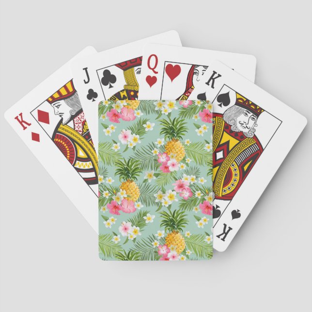 Baraja De Cartas Flores y piñas tropicales (Reverso)