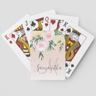Baraja De Cartas Flores y rosados pasteles modernos con nombre