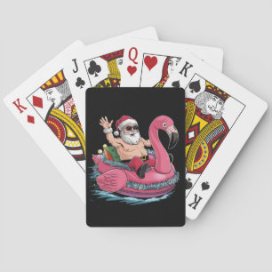 Baraja De Cartas Flotador de flamenco de Santa Navidad en julio ver