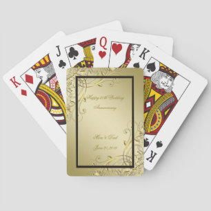 Baraja De Cartas Flourish Gold Black 50° Aniversario del Boda