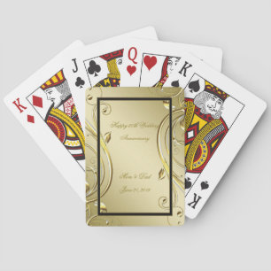 Baraja De Cartas Flourish Gold Black 50° Aniversario del Boda