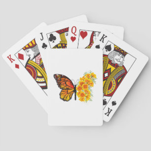 Baraja De Cartas Flower Butterfly with Yellow California Poppy