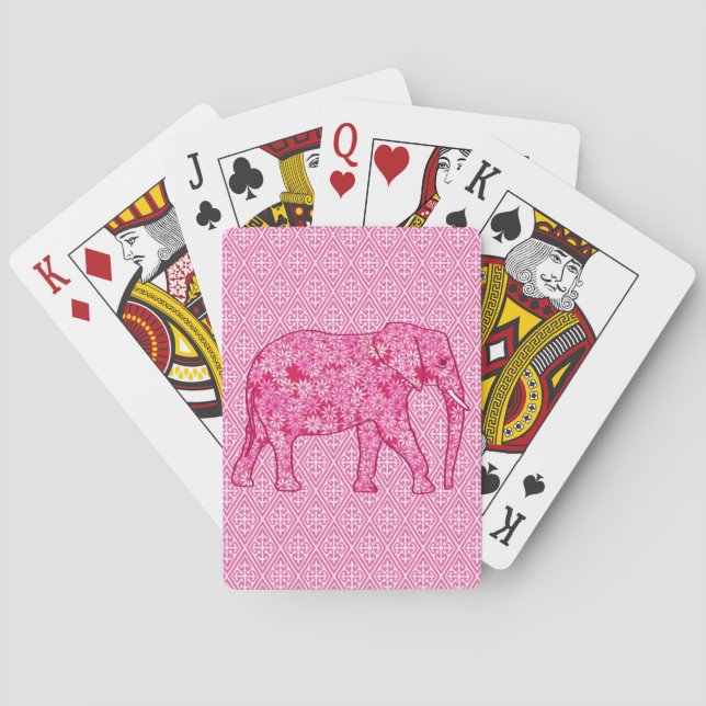 Baraja De Cartas Flower elephant - fuchsia pink (Reverso)